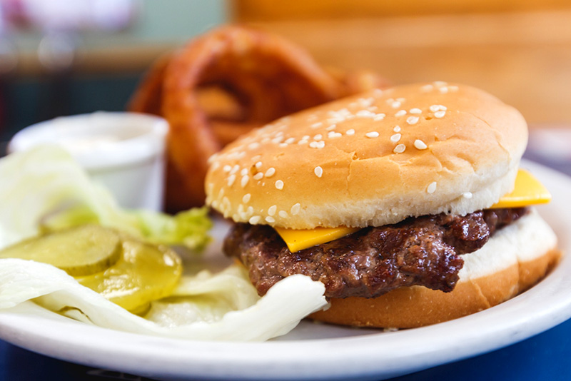 Hamburger and french fries